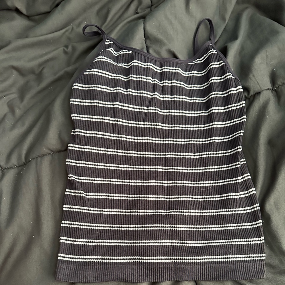 Rue21 Navy & Gray Striped Tank Top